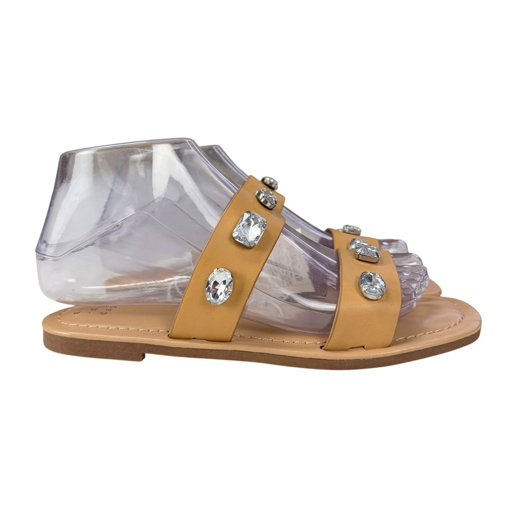 Rhinestone Slide Sandals 6 Coastal Chic Resort Embellished Minimal Glam Vibe